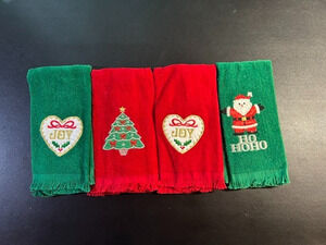 Royal Pacific Christmas Embroidered Fingertip Towels Set of 4 Guest Bathroom